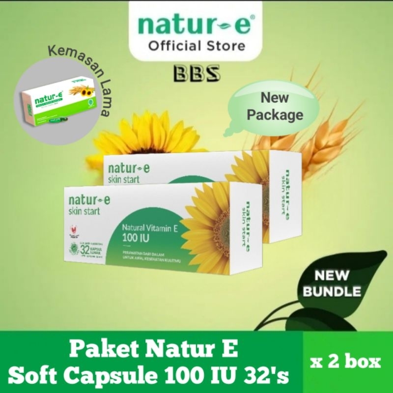 Paket 2 Box Natur E Soft Capsule Hijau 100 IU Isi 32's