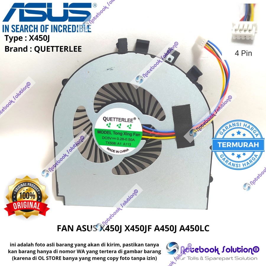 KIPAS COOLING FAN ASUS X450J X450JF A450J A450LC BARU 100%