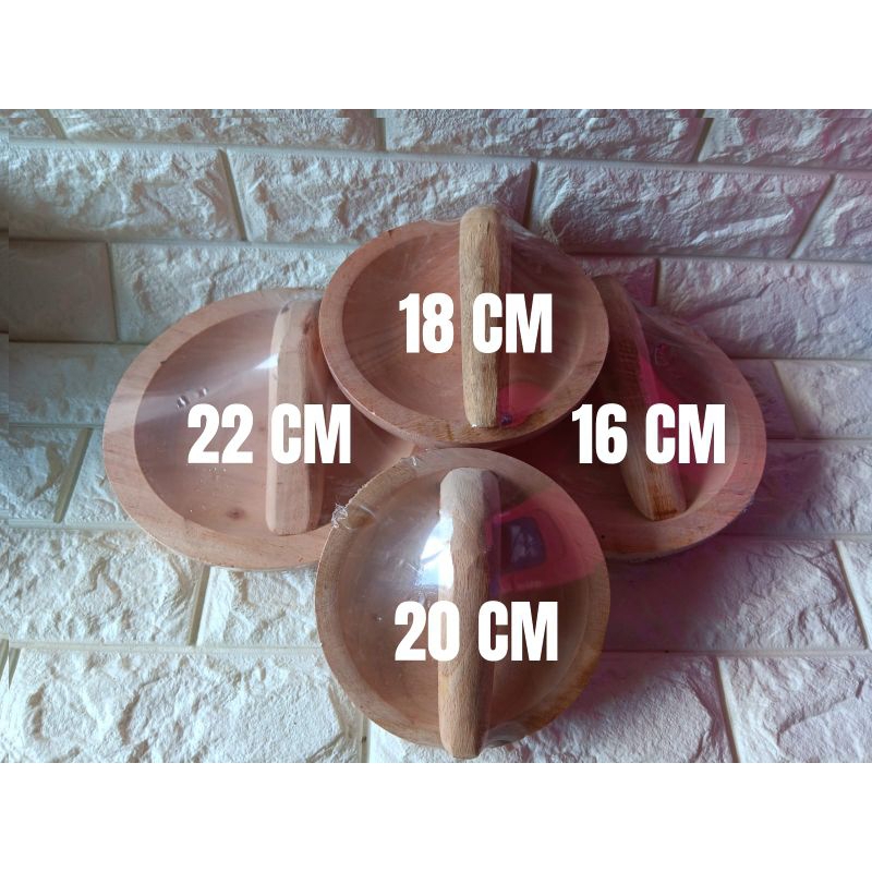 COBEK KAYU + ULEKAN KAYU | KECIL | BESAR | COBEK KAYU BULAT | COBEK ULEKAN SAMBAL