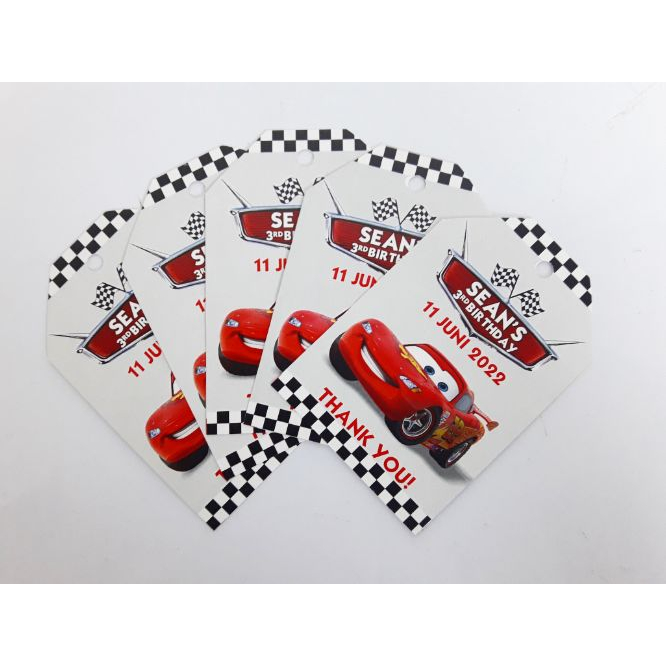 hangtag cars / thankscard cars / hangtag mc queen / hangtag custom mc queen / thanks card mc queen