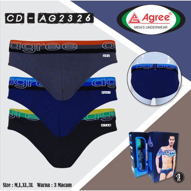 Celana Dalam Pria CD Cowok Merk Agree Dewasa Isi 3 CD 2326 Murah Puwol