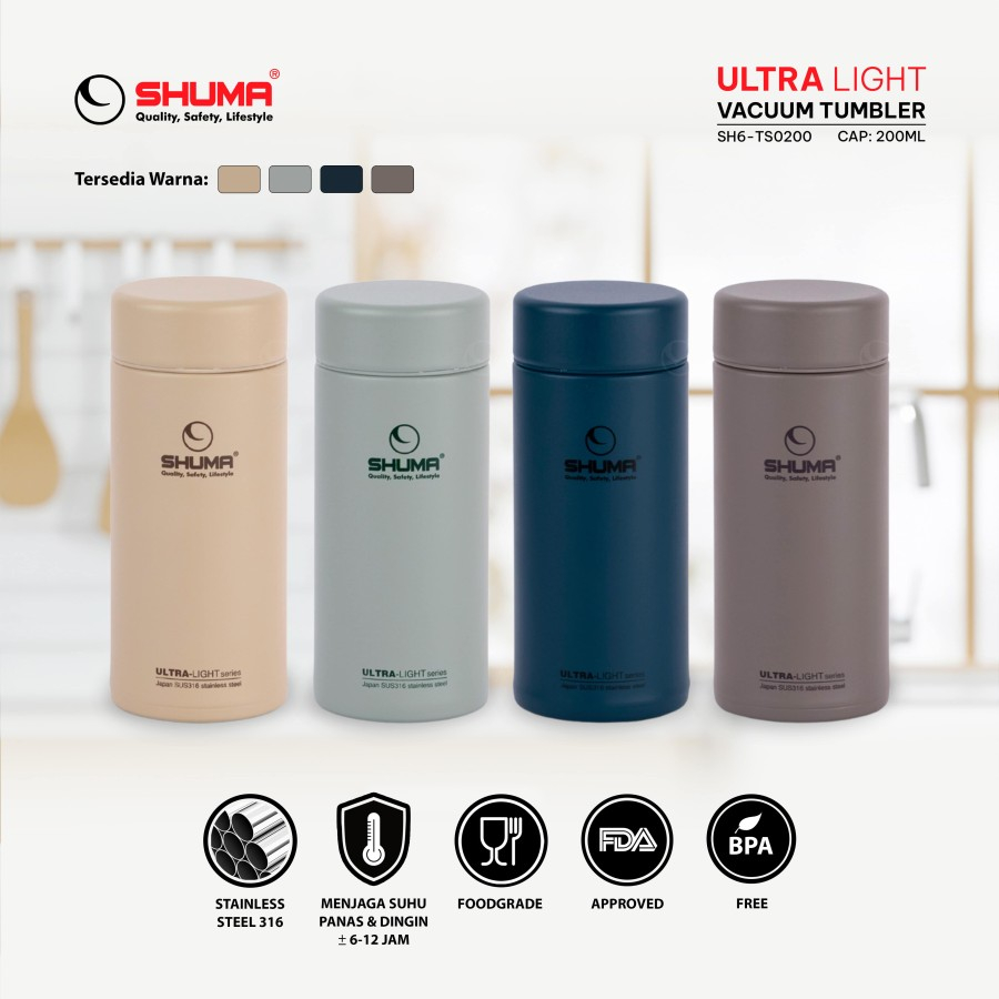 Termos Botol Mini Kopi/Tea 200ml SHUMA Ultralight vacuum Tumbler stainless