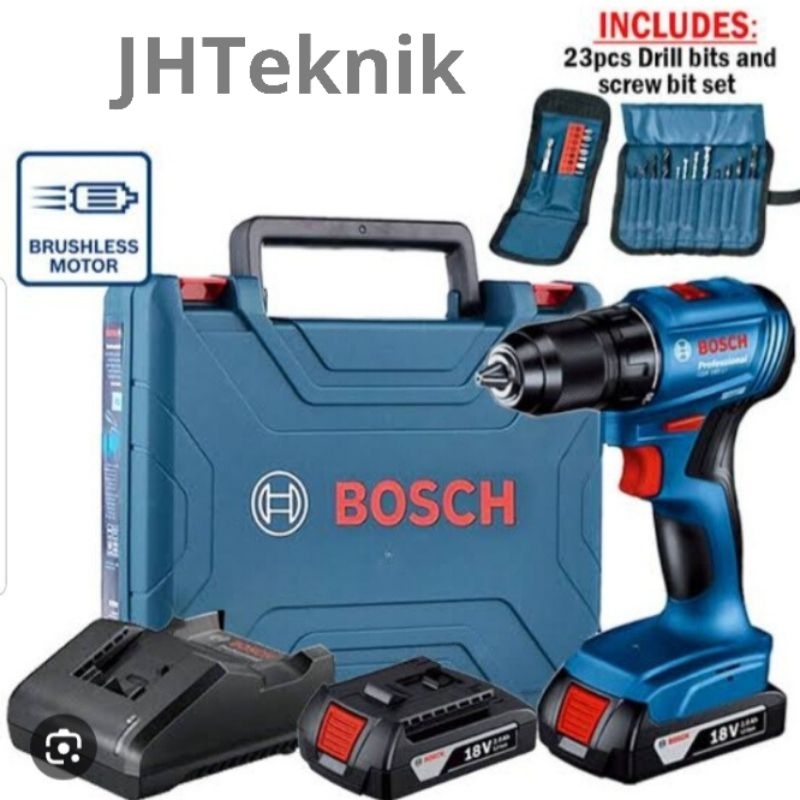 JHTeknik Mesin Bor Cordless Baterai BRUSHLESS BOSCH GSR 180 LI/BOSCH Bor Baterai 18V GSR 180LI