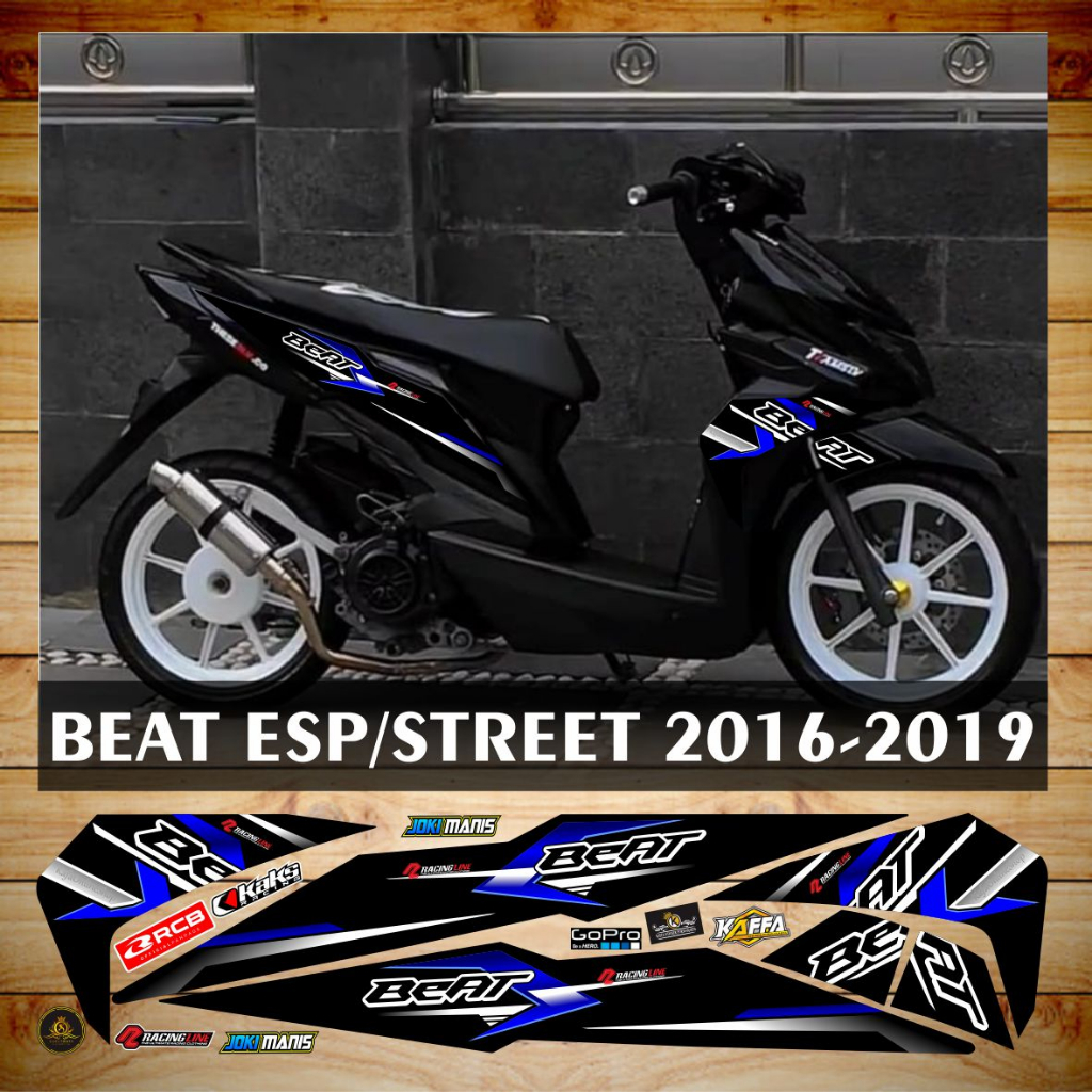Stiker Variasi Beat Esp/Street New Fi Striping Custom Decal List Beat New Polet Biru