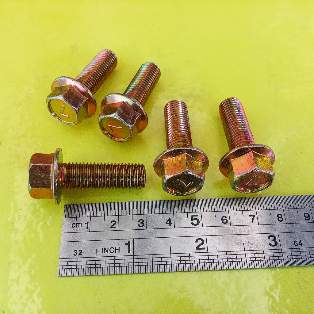 FLANGE BOLT M10 X 16 / BAUT TOPI M10 X 16 KUNING / BAUT TOPI KUNING M10X16 / FLANGE BOLT M10X16 KUNI
