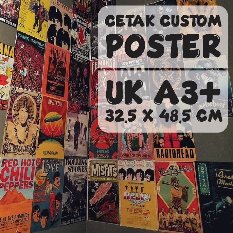 Cetak Custom Poster A3+ (FREE PACKING KARDUS)