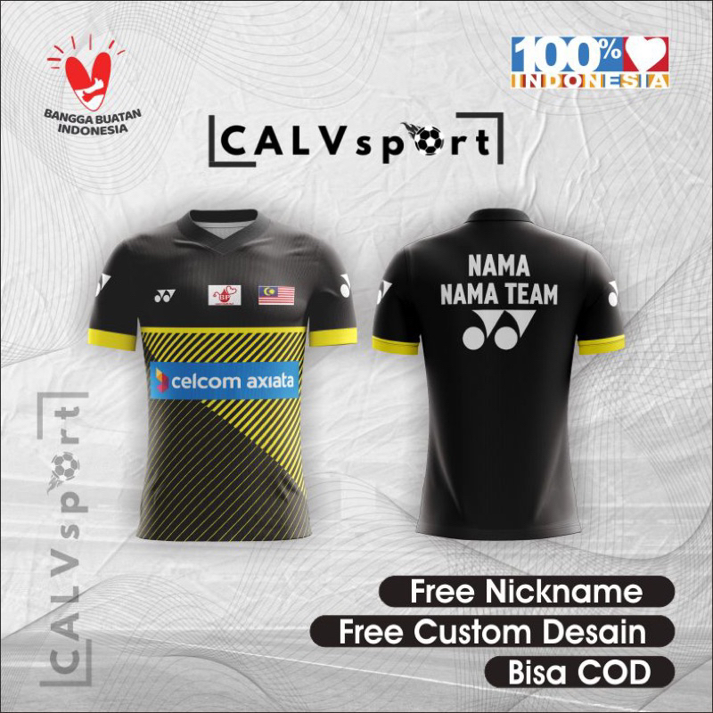 JERSEY BADMINTON KAOS BAJU BULUTANGKIS TIMNAS MALAYSIA FULL PRINTING FREE NAMA PUNGGUNG
