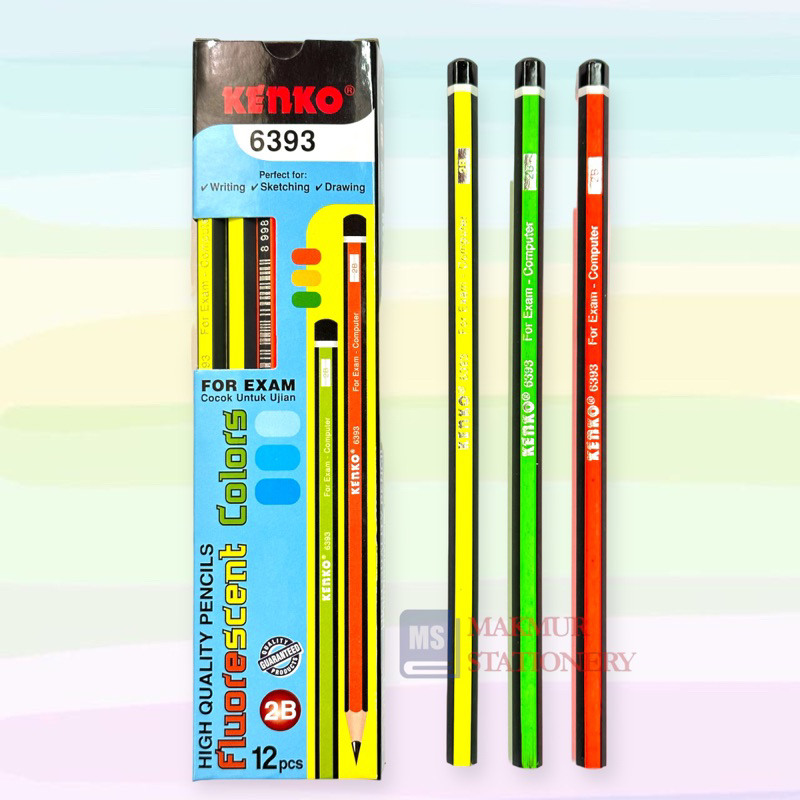 

Pensil 2B Kenko Fluorescent Colors 6393 (12 Pcs)