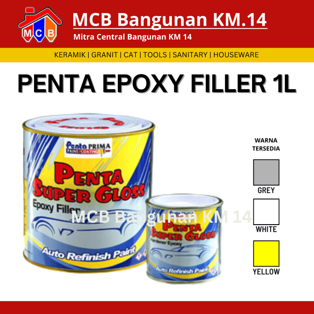PENTA EPOXY FILLER ABU-ABU / PUTIH / KUNING 1L - EPOXY FILLER GREY - EPOXY FILLER WHITE - EPOXY FILL
