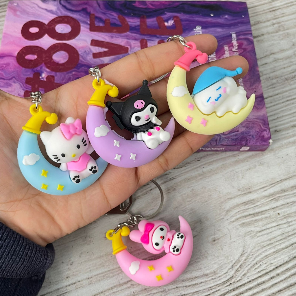 Gantungan Kunci Bulan Sanrio Ukuran 7 x 7 x 5 cm - keychain keyring kartun aesthetic tas anak sekolah lucu unik sovenir hadiah