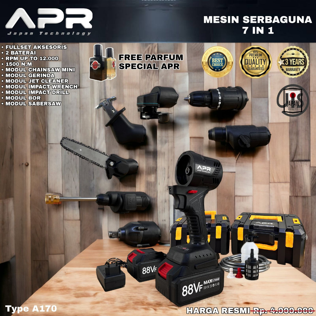 mesin serbaguna APR JAPAN A170 impact wrench bor gerinda senso chainsaw rotary cuci motor mobil jet 