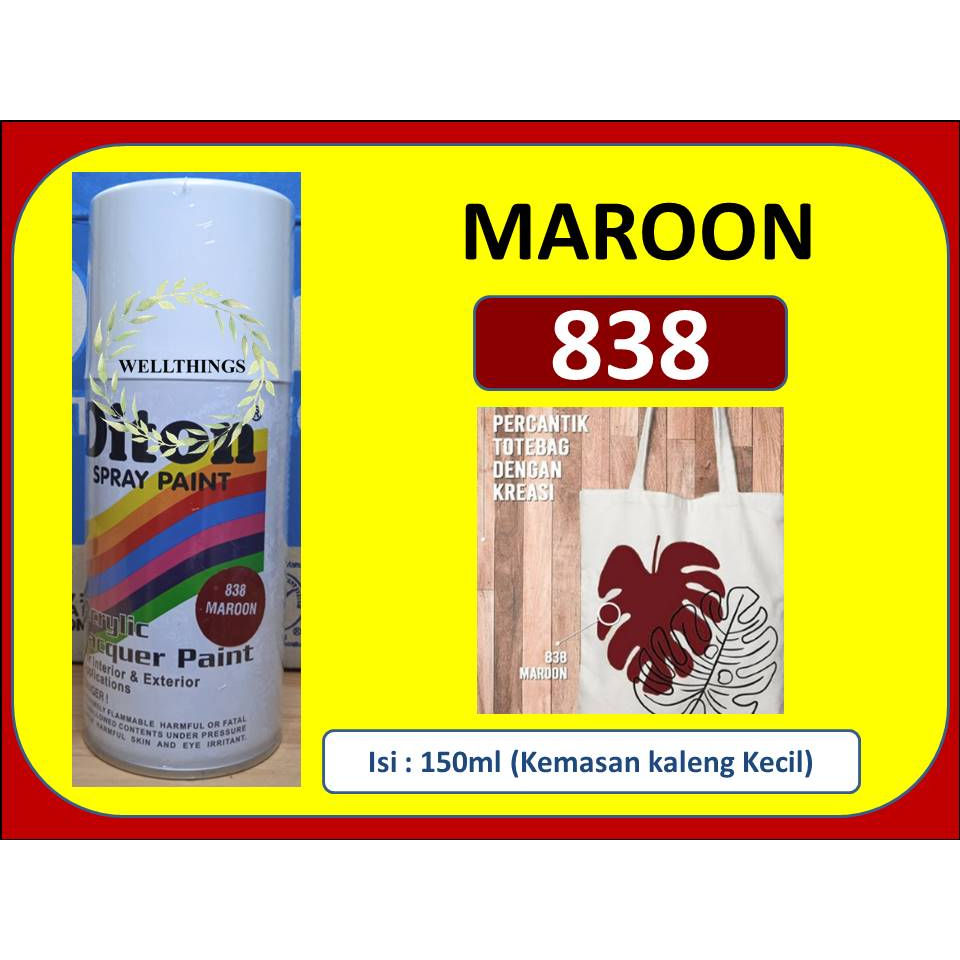 Cat Pilox Diton 838 150cc Maroon Spray Merah Marun Maron Tua Gelap Cat Semprot Pilok Mengkilap Seped