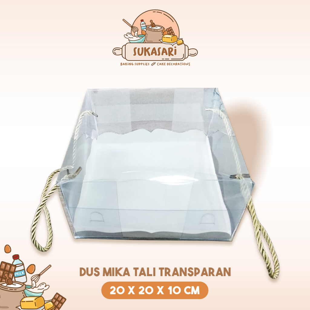 Sukasari - Kotak Dus Mika Tali Transparan / Cake Box Mika Transparan / Kotak Kue Transparan Mika Tal