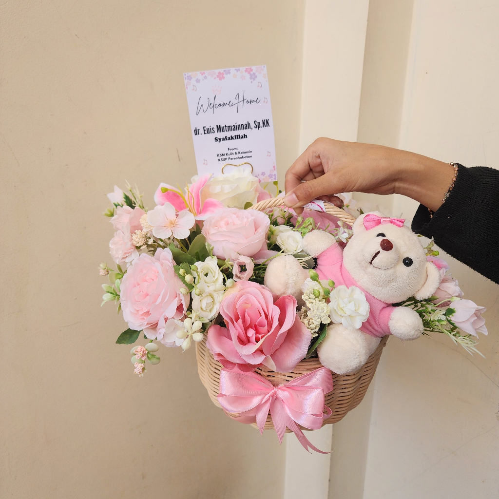 Bloom Box Flower Boneka Box Bunga Pot Rotan Bunga Kaisha.Ms