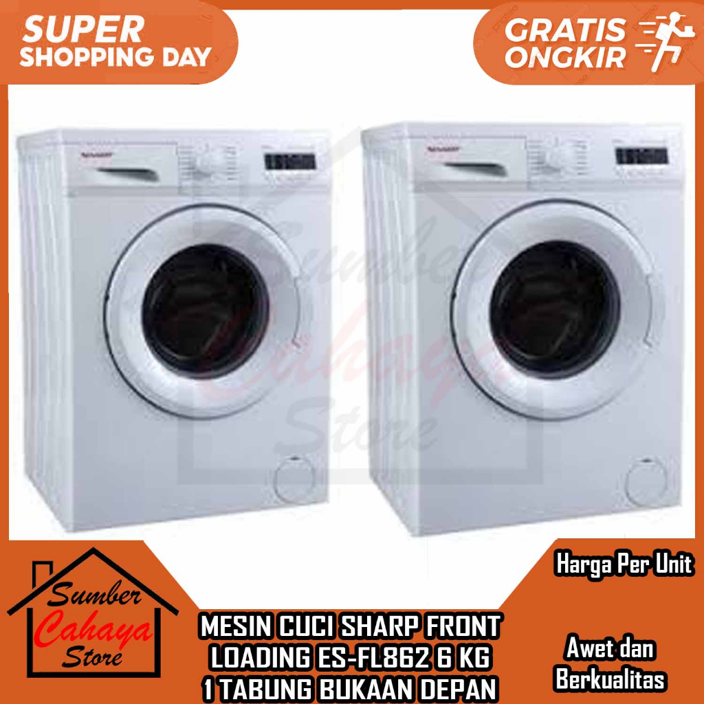 [Kargo] MESIN CUCI FRONT LOADING SHARP ES FL 862 ESFL862 6 kg 1 TABUNG BUKAAN DEPAN PEMBERSIH PAKAIA