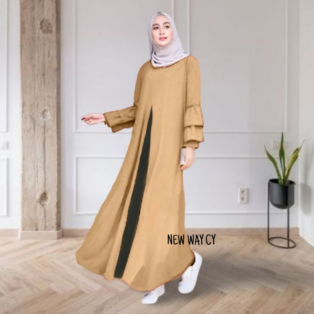 Gamis Muslim Wanita / TASYA DRESS / Baju Maxi Dress / Model Terbaru / Gamis Lengan Rempel / Gamis Le