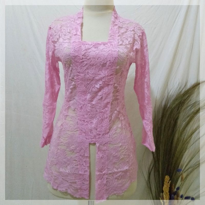 Pakaian wanita model Kebaya bahan brokat lengan panjang kutu baru/baju kebaya bali brokat TANPA KANC