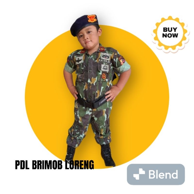 Baju brimob Loreng anak Kostum Brimob loreng untuk anak Baju profesi Brimob loreng Bonus Tembakan Serbu