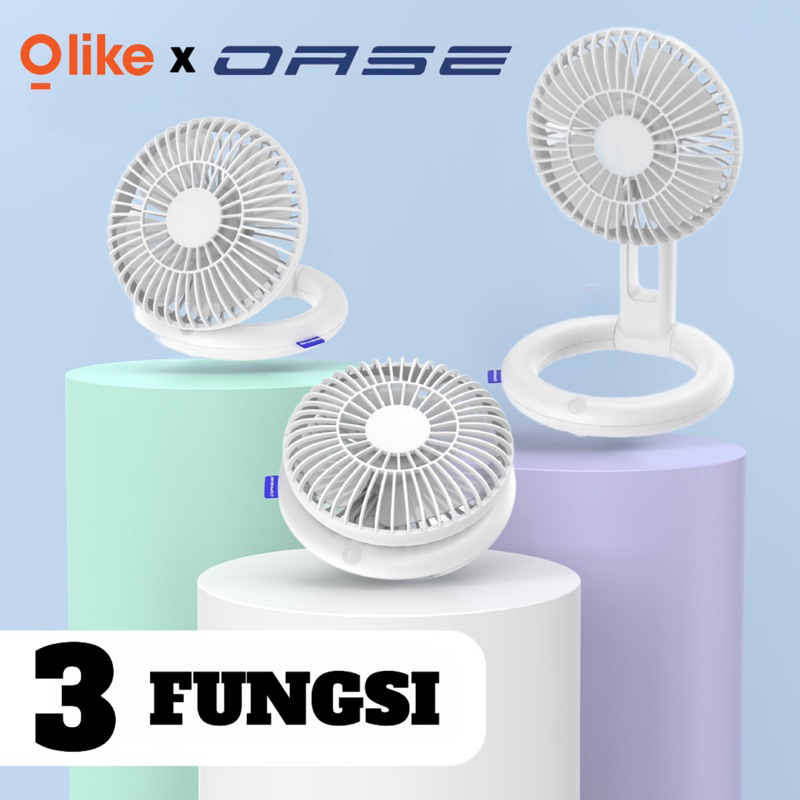 OLIKE x OASE Kipas Angin Lipat Portable Multifungsi 3 in 1 Mini Fan 3 SPEED IL-F1 - Garansi 1 Tahun