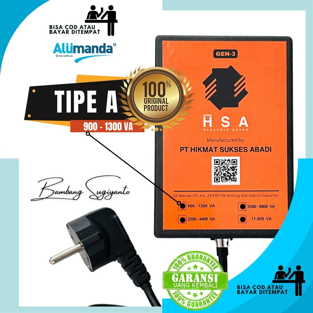 PENGHEMAT LISTRIK TERBAIK & TERLARIS PENGHEMAT DAYA LISTRIK TIPE A 900 - 1300 WATT ANDODA HSA