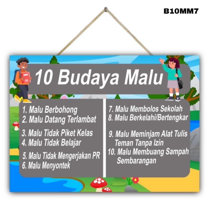 COD ☑️ Hiasan dinding Poster 10 BUDAYA MALU gantungan sekolah kelas edukasi anak