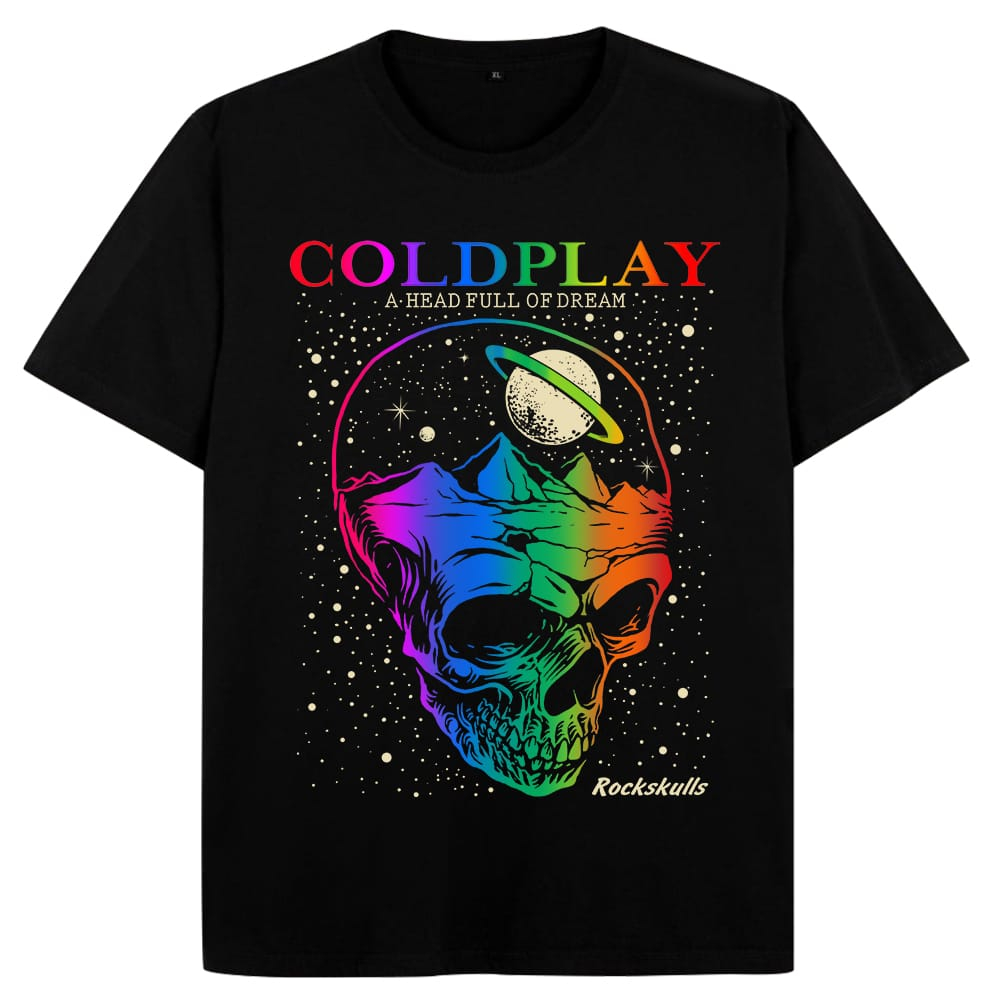 Kaos Distro T-shirt Pria Original Rockskulls Coldplay Series