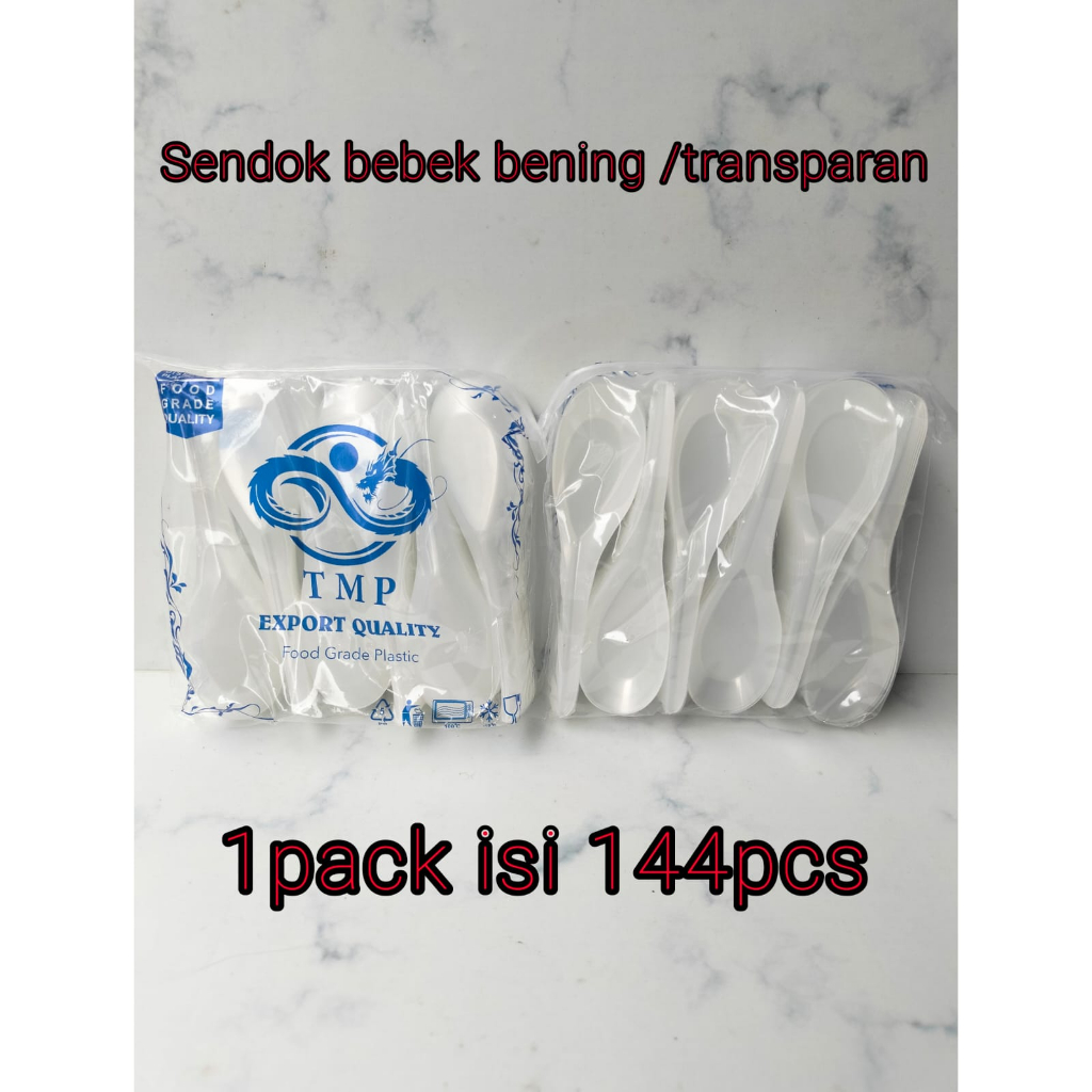 Sendok Makan Plastik Bebek Bening Transparan Kuat Tebal Medan merek TMP isi 144 pcs