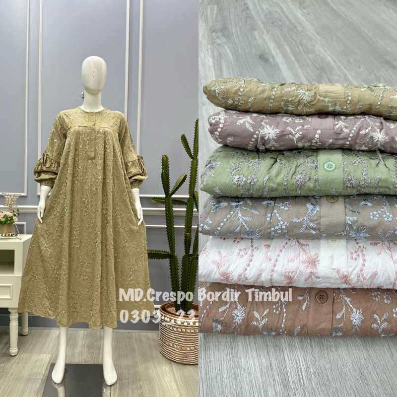 midi aina bordir bling bling lengan balon by salvina ys