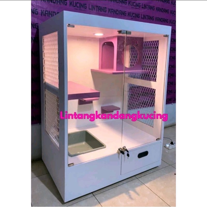kandang rumah kucing kecil unik moderen warna putih murah