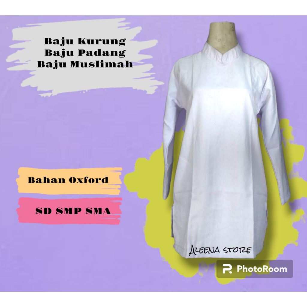 Baju kurung muslim padang baju putih polos seragam sekolah