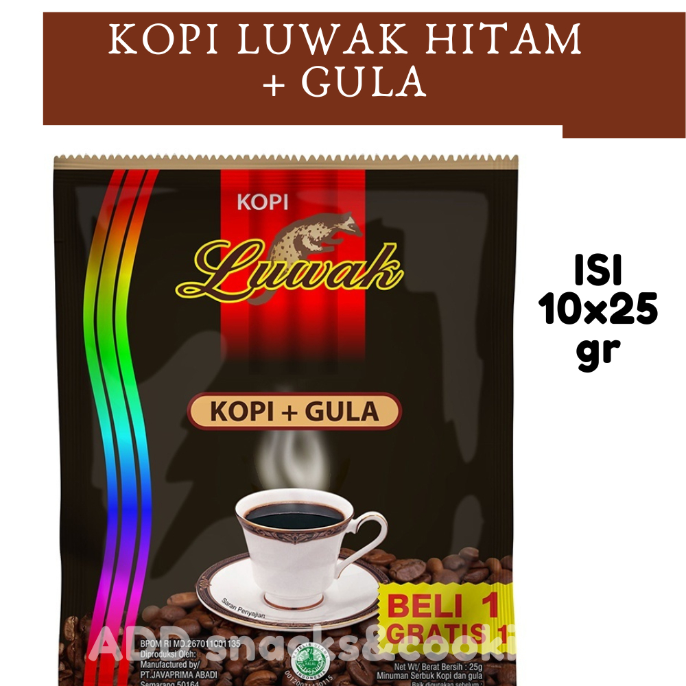 

Kopi Luwak Hitam Renceng Plus Gula Isi 10x25gr