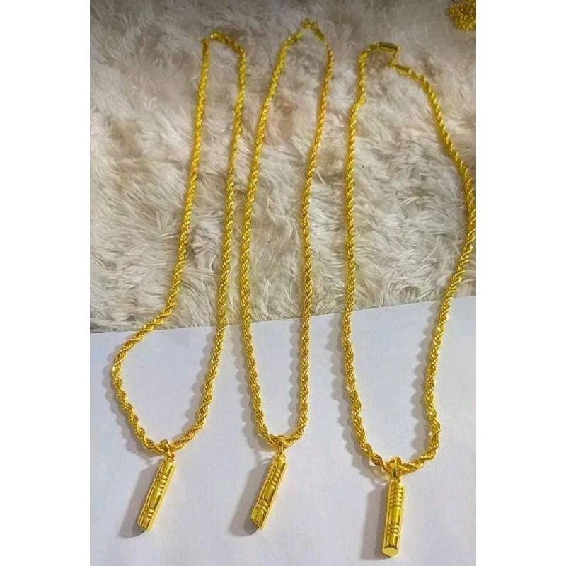 kalung liontin bambu lapis emas