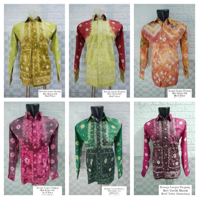 Kemeja Pria Lengan Panjang Jumputan Pola Tabur