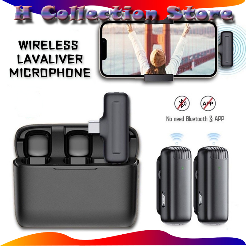 ⚡100% Garansi⚡ J13 Wireless Dual Lavalier Microphone Mikrofon for TikTok YouTube Facebook Live Stream Vlog Video Recording Noise Reduction Auto Sync Dengan Wadah Pengisi Daya Baterai Yang Tahan Lama