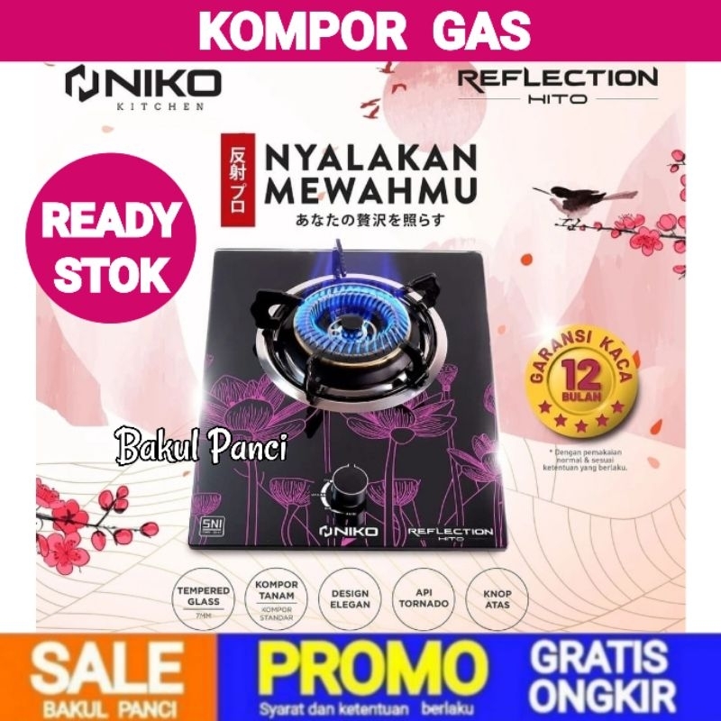 NIKO KOMPOR GAS TANAM 1 TUNGKU - GAS STOVE KOMPOR KACA - REFLECTION HITO