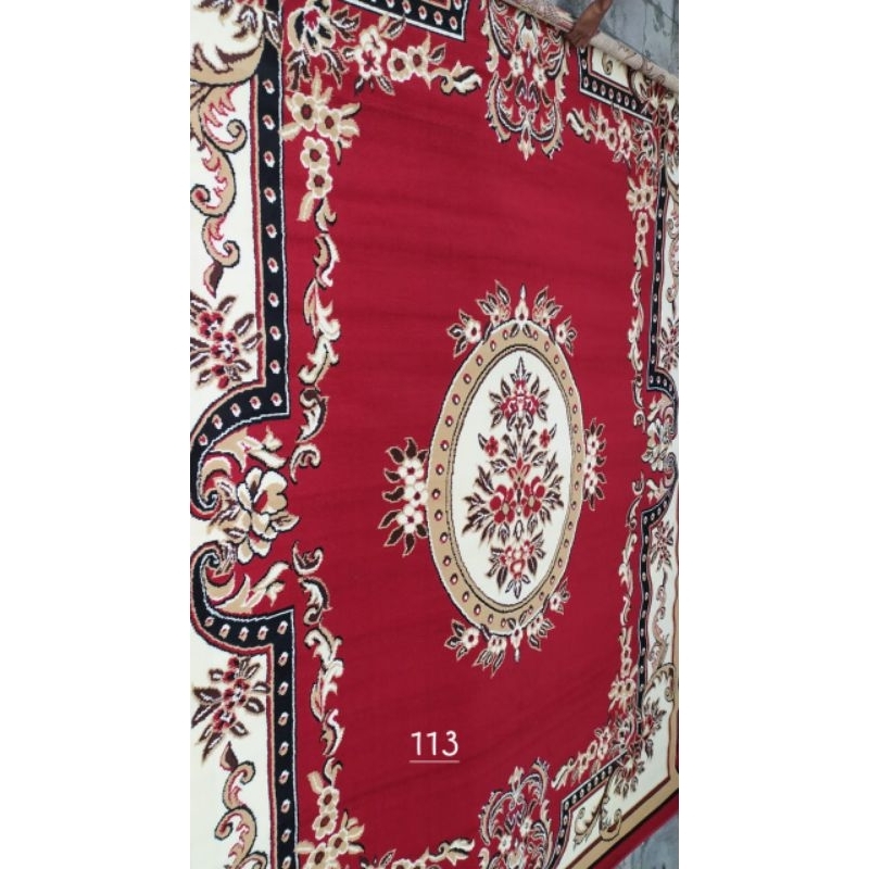 Ambal ALMAYA rumbai 190x260cm Karpet Permadani corak bunga klasik turki persia