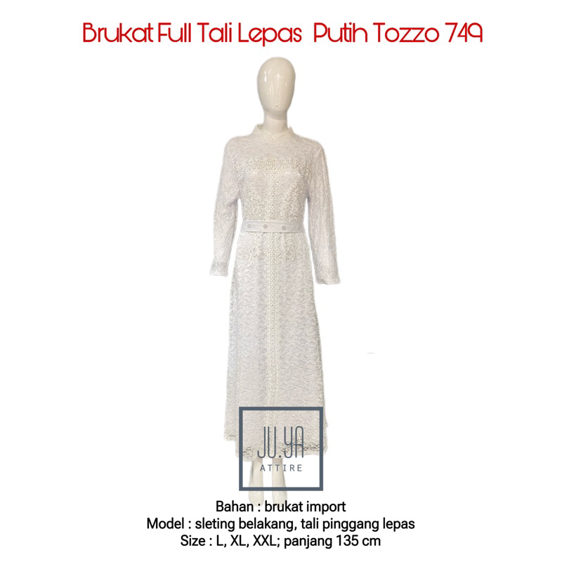 Dress Gamis Brukat Full Putih TOZZO 749