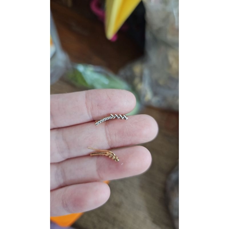 anting tusuk selip listring permata putih 375 8k emas asli muda