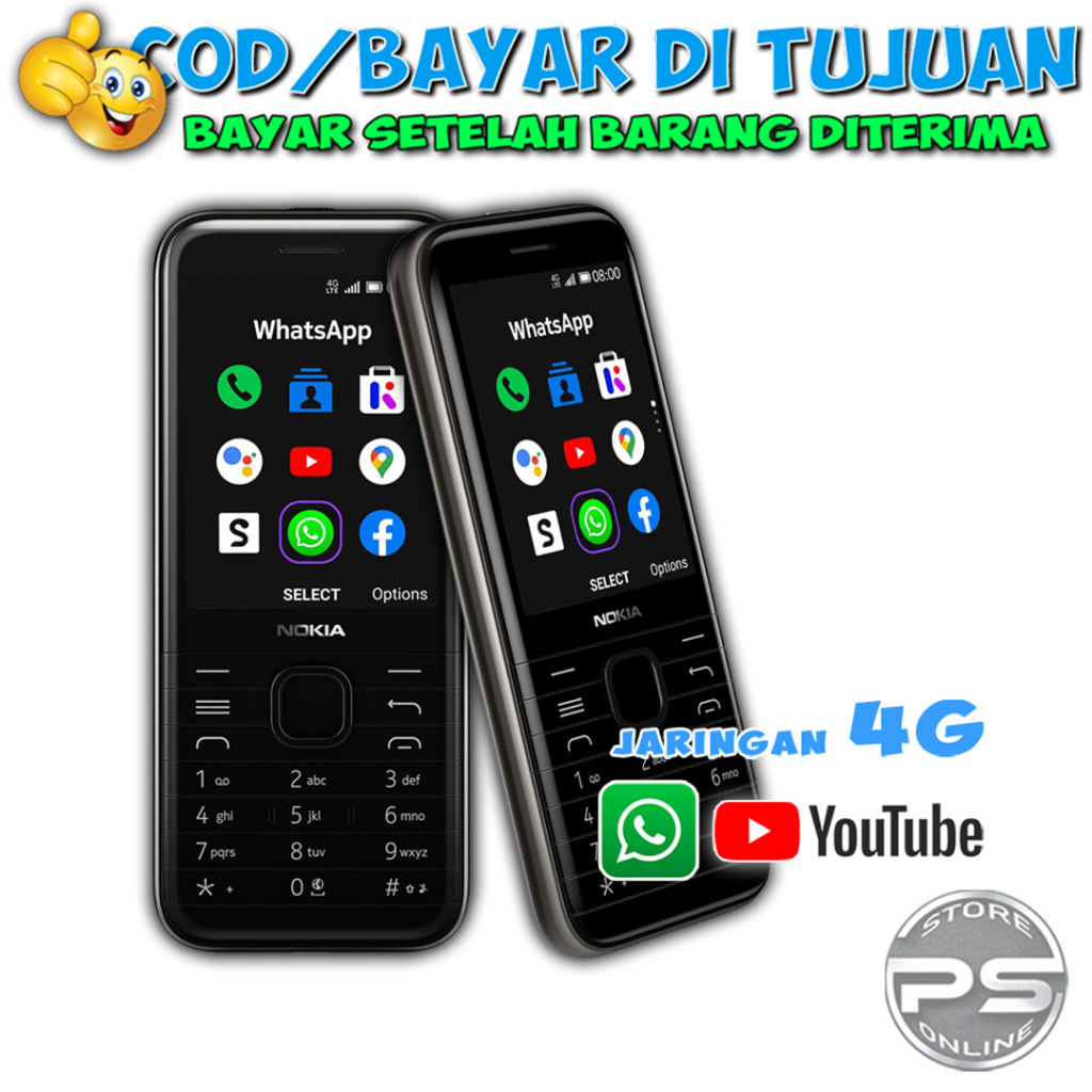 HP Nokia 8000 4G - Dual Sim - Jaringan 4G - Android KaiOS - Bisa WA, YT - Bergaransi