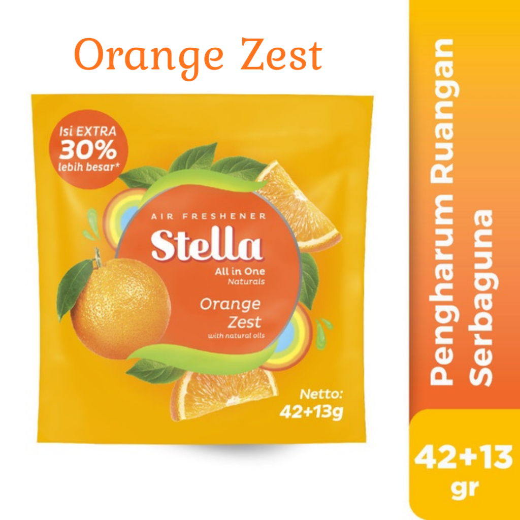 Stella Gantung All In One 42+13gr Orange Zest Pengharum Ruangan Rumah, Kamar Mandi dan Mobil