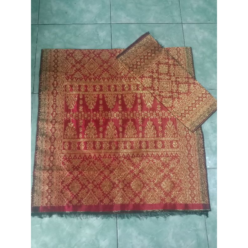 kain songket lepus merah maron
