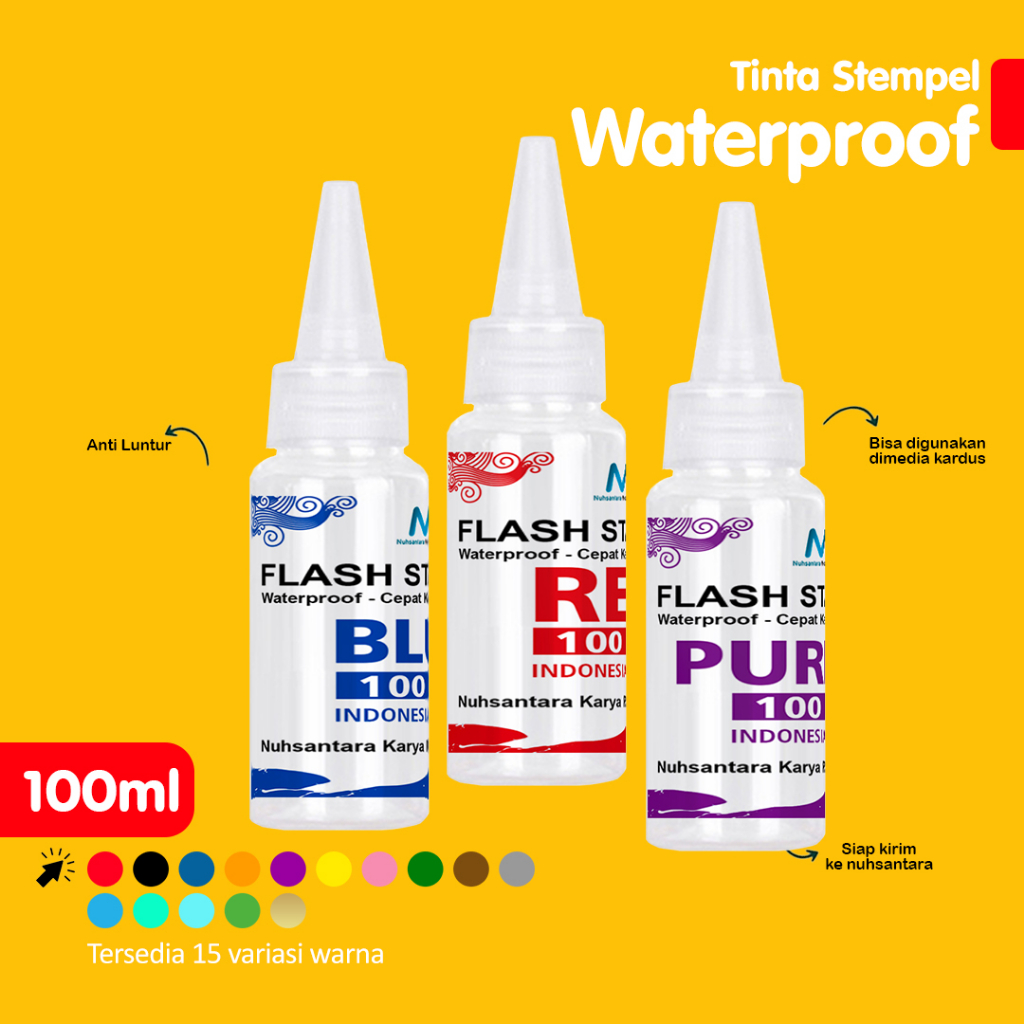 

Tinta M Stempel Flash 100ML / Tinta Refill Stempel / Tinta flash Stamp Waterproof Premium High Quality / Tinta Stampel No. 1 Di Indonesia