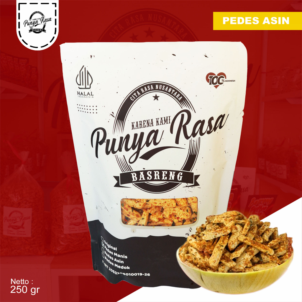 

BASRENG PUNYARASA DAUN JERUK PEDAS ASIN 250 GR / BASO GORENG / BASRENG PEDAS/BASRENG KERING CABE ASLI