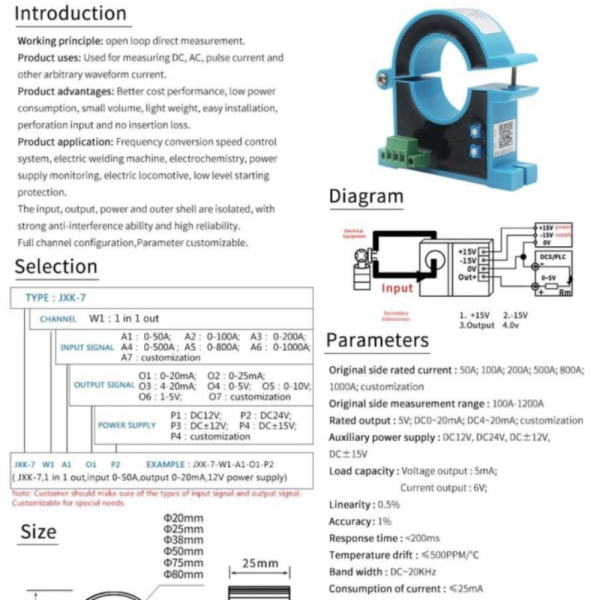 

WinTech JXK-7 CT Split Core Current Tranducer In0-500A Out:4-20mA 24V Diskon