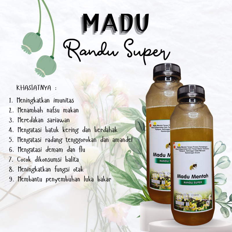 

♡(500gr)♡Madu RANDU SUPER - MADU ASLI - MADU ALAMI - MADU TERNAK - MURNI - MADU MENTAH
