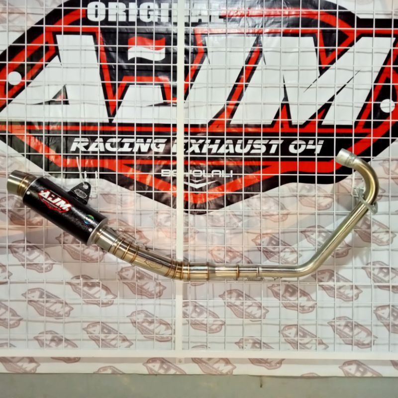 kenalpot racing AJM ORIGINAL tipe cp3 black panjang slincer 20cm sarangan full leheran kolong bawah 