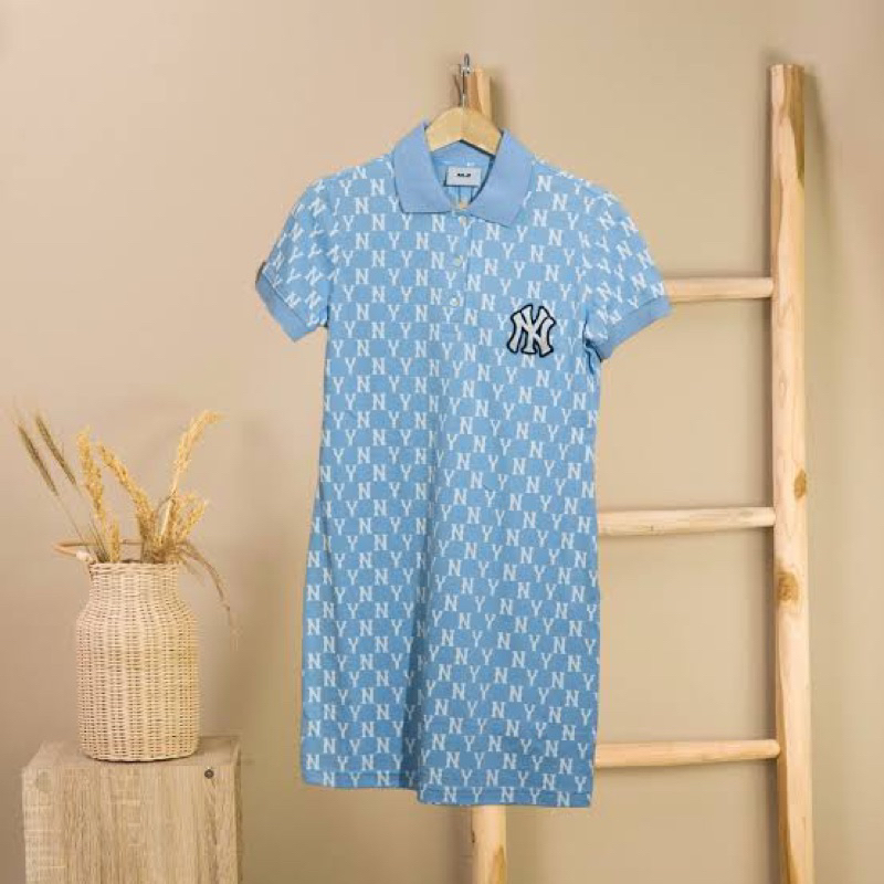 [READY STOCK] MLB POLO DRESS KNIT Blue Import