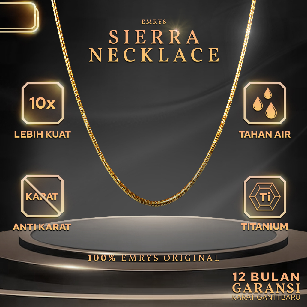 Emrys Necklace SIERRA Real Titanium Premium Anti Karat Kalung Titanium Pria Wanita