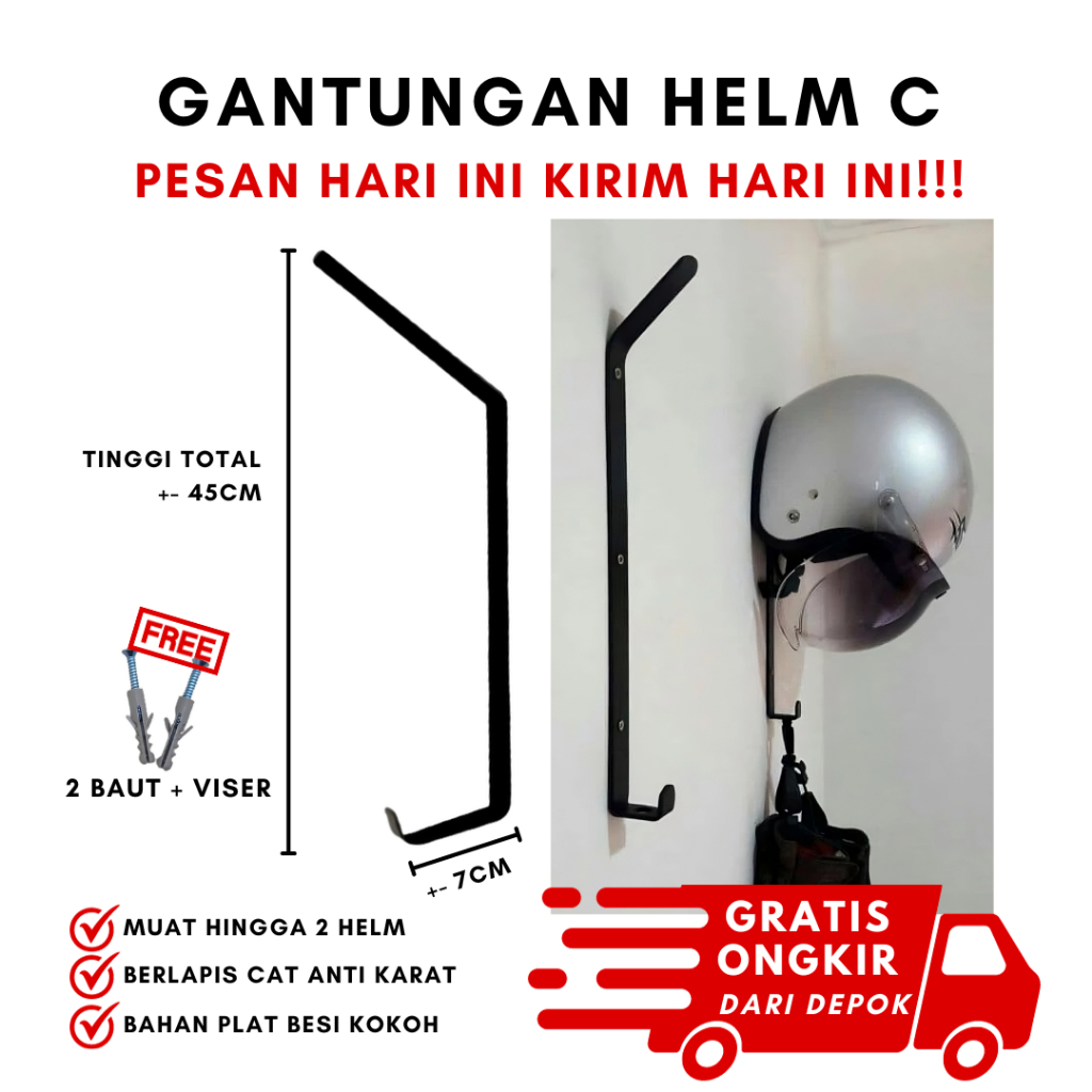 Gantungan helm / gantungan Helm dinding / rak helm dinding