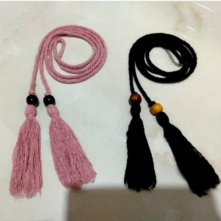 Ikat pinggang twist ulir tali pinggang tassel sabuk rumbai tali macarame katun belt asesoris fashion